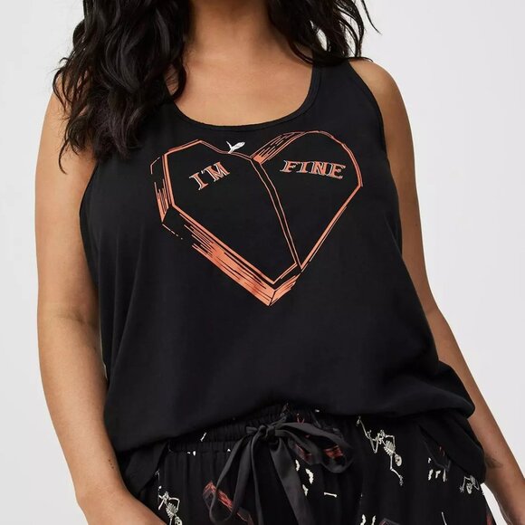 🆕️ Torrid Dead But Fine graphic black cotton racerback sleep tank top - Picture 1 of 5